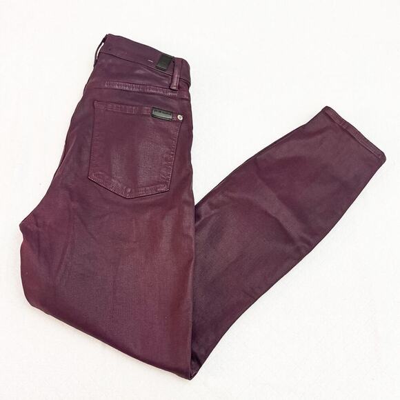 7 For All Mankind Red/Burgundy Straight Leg Skinny Denim Jeans Size 28 - Picture 8 of 8